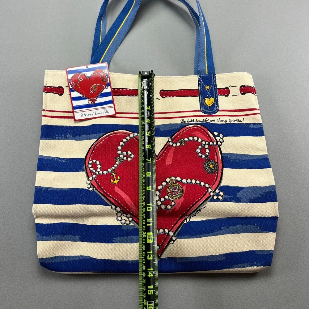 Brighton Striped Love Clear Womens Multicolor Printed Double Handle Tote Bag
